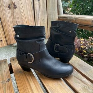 PIKOLINOS Brujas Buckle Bootie Womens Size 8.5 Black Leather Slouch Ankle Boots
